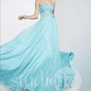 Spearmint Studio 17 Beaded Sweetheart A-Line Gown